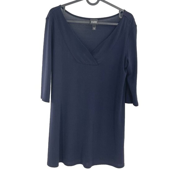 Eileen Fisher Tops - EILEEN FISHER Top Women XS Dark Blue 100% Silk Scoop‎ V-Neck 3/4 Sleeve
